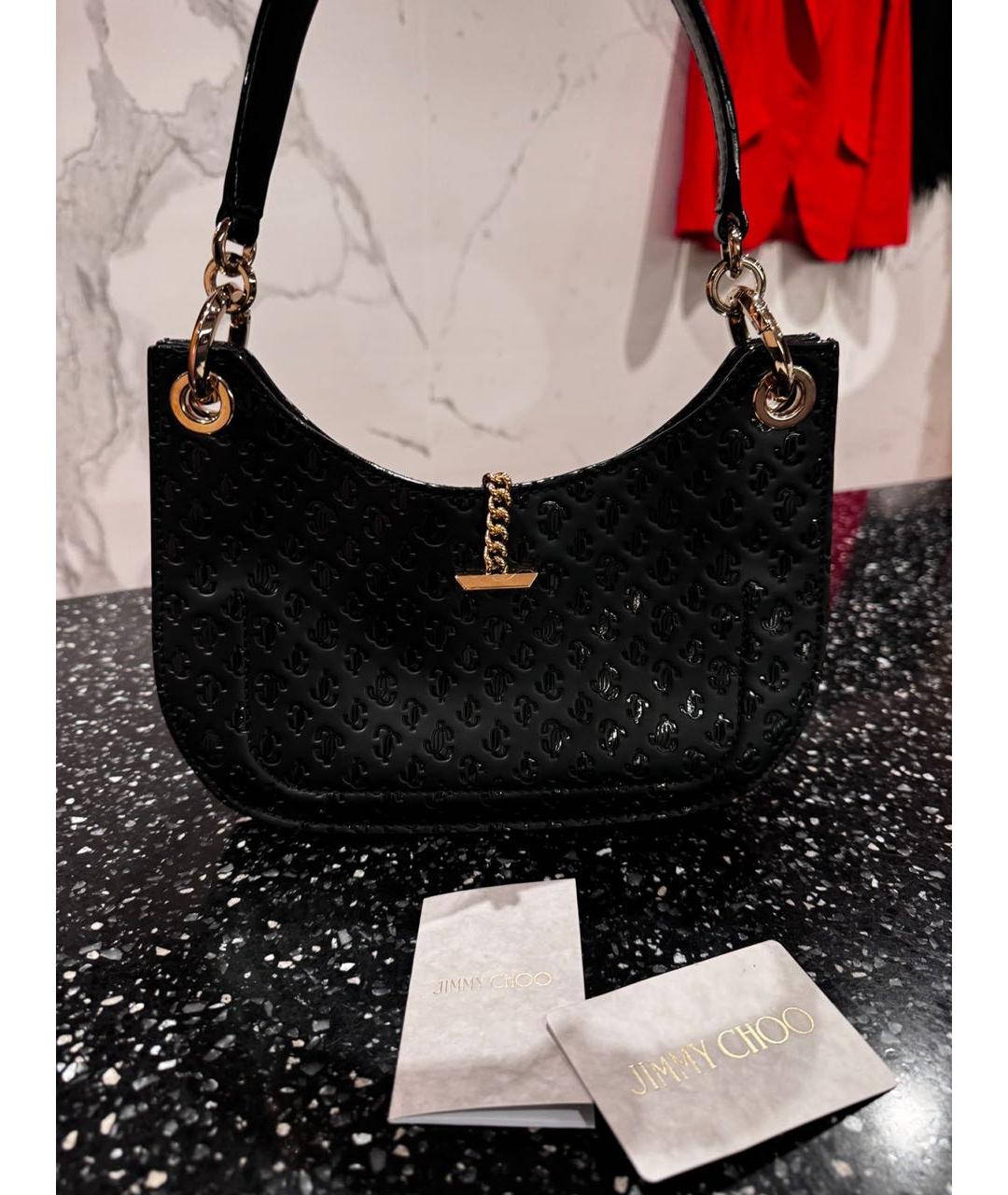 JIMMY CHOO Черная сумка с короткими ручками из лакированной кожи, фото 3