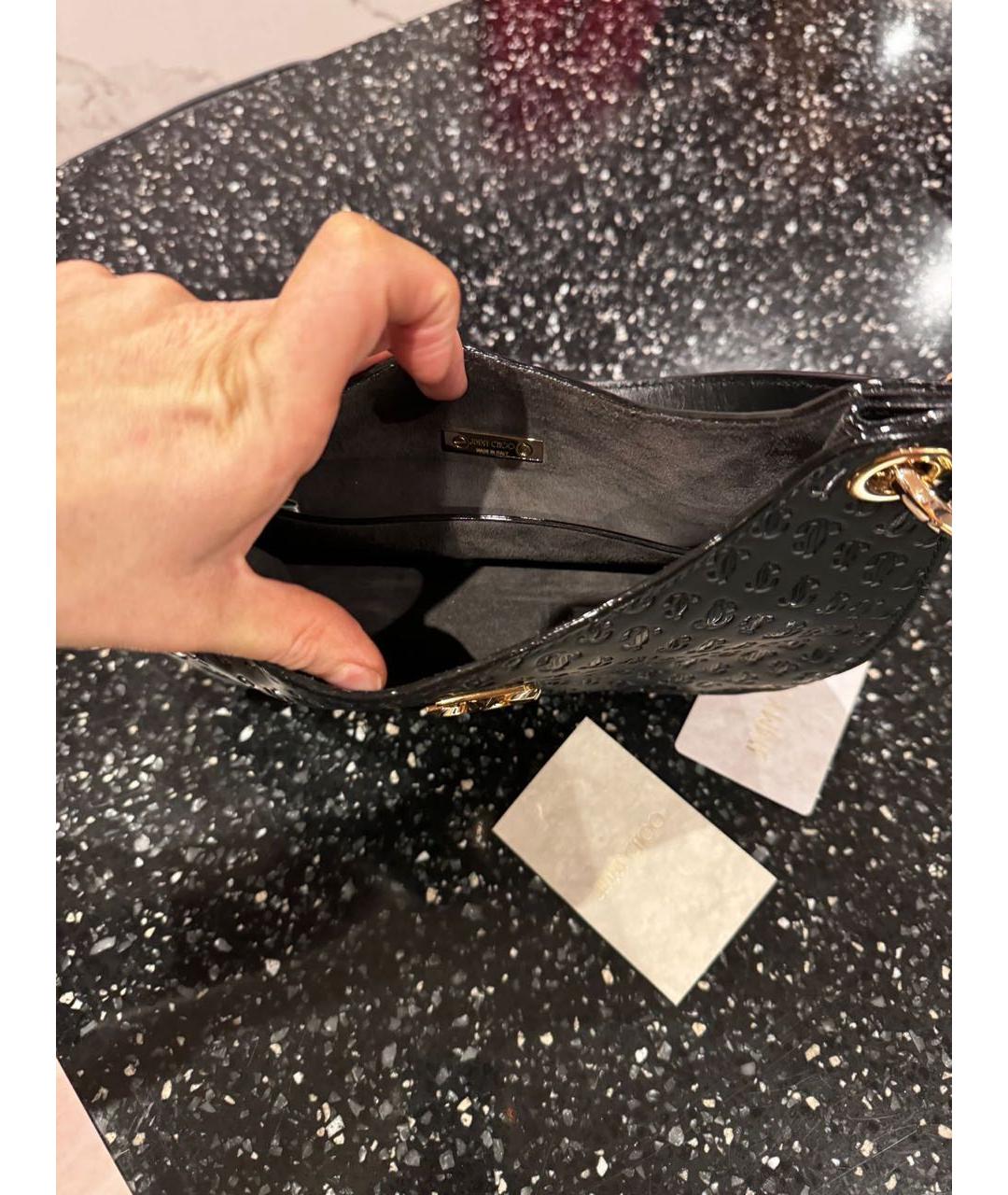 JIMMY CHOO Черная сумка с короткими ручками из лакированной кожи, фото 4