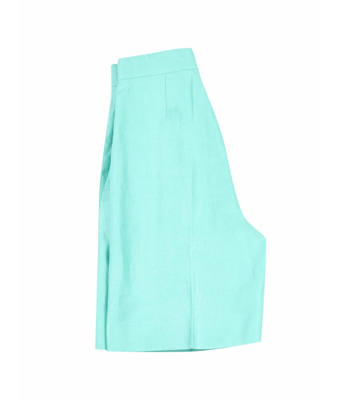 MAX MARA Бирюзовые льняные шорты, фото 7