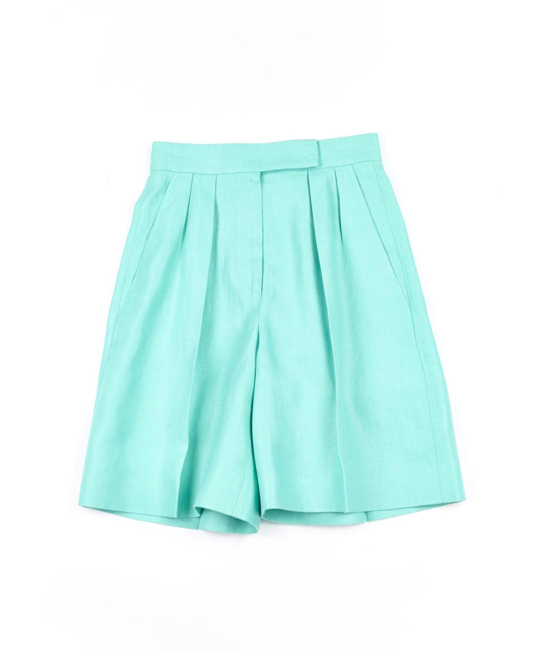 MAX MARA Бирюзовые льняные шорты, фото 5