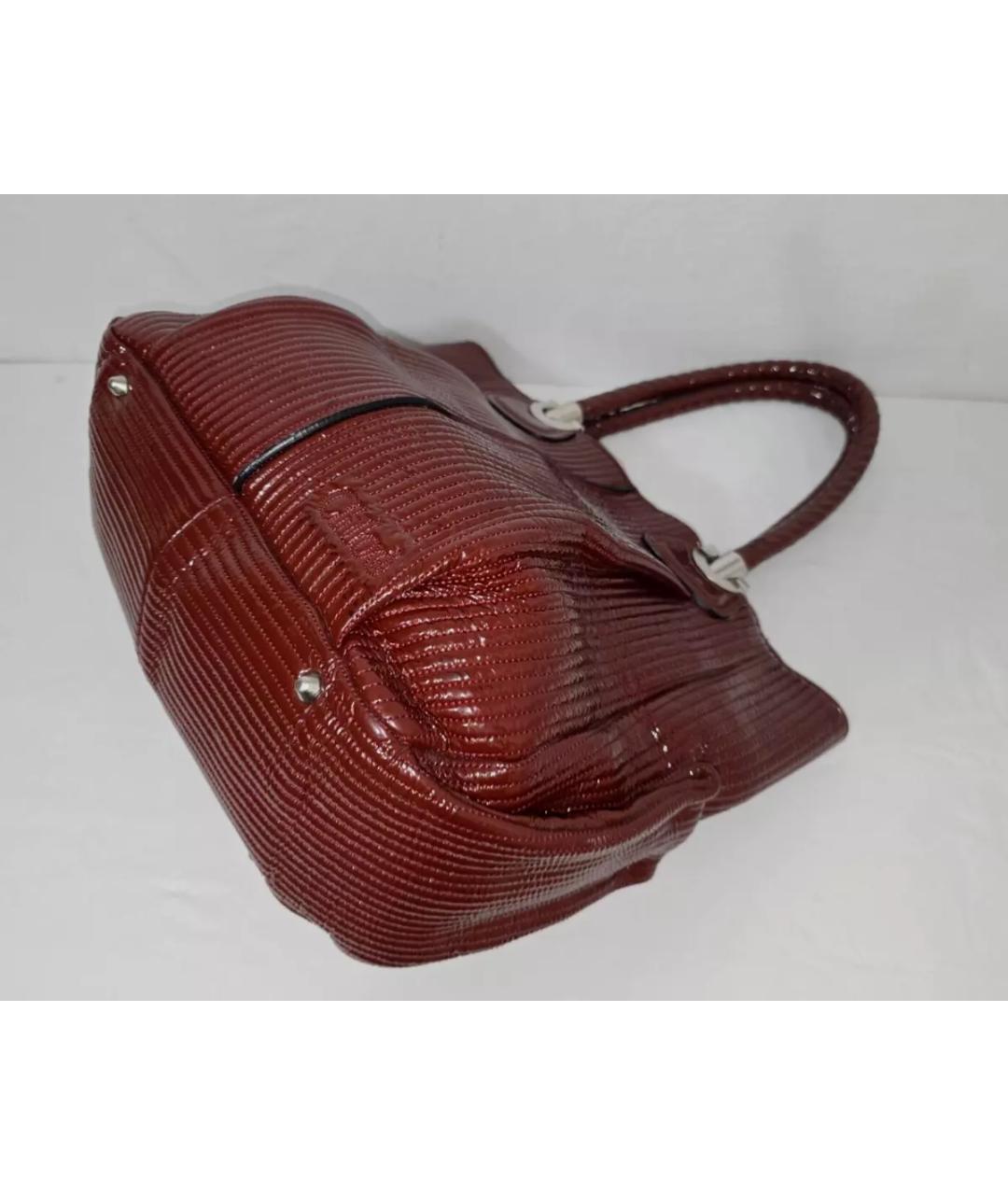 CHLOE Бордовая сумка тоут из лакированной кожи, фото 3