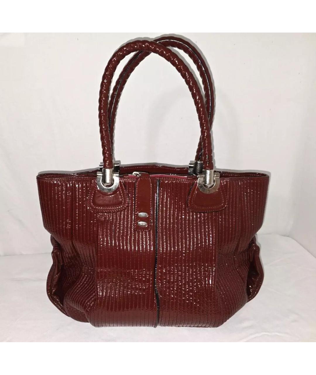CHLOE Бордовая сумка тоут из лакированной кожи, фото 5