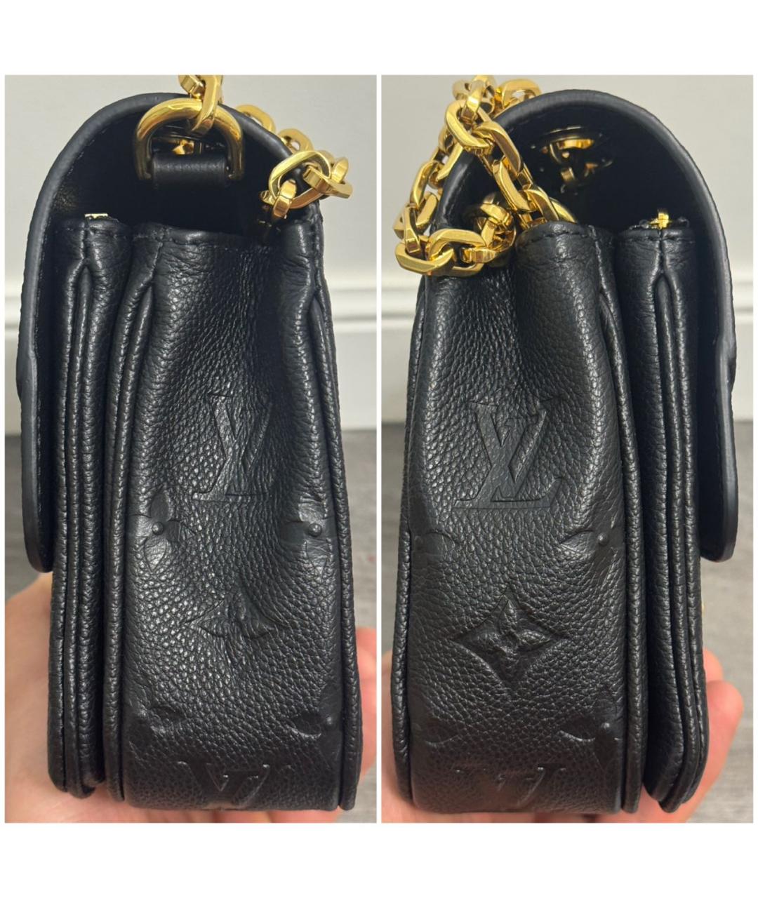 LOUIS VUITTON Черная кожаная сумка через плечо, фото 4