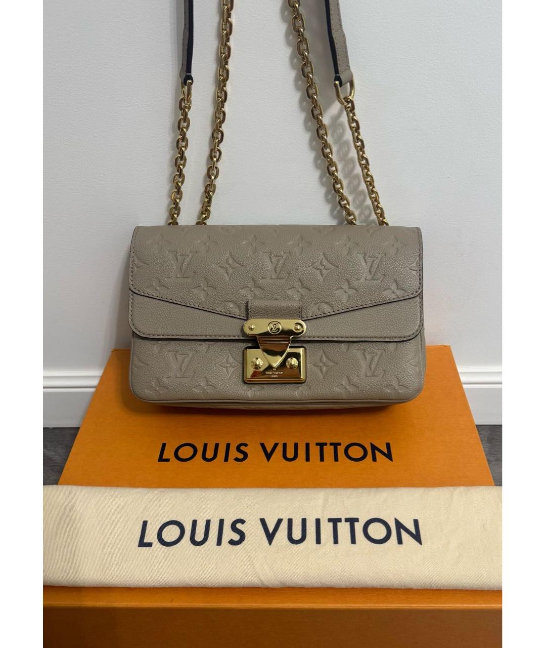 LOUIS VUITTON Бежевая кожаная сумка через плечо, фото 9