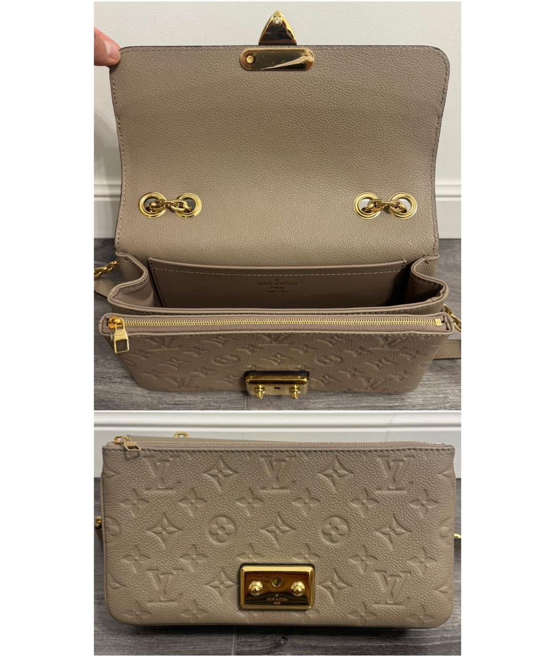 LOUIS VUITTON Бежевая кожаная сумка через плечо, фото 7