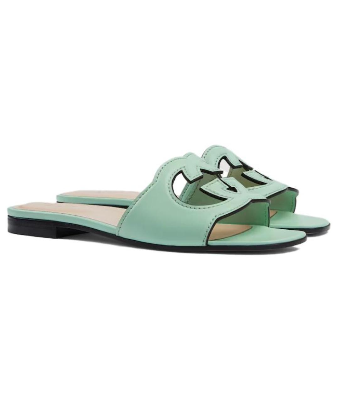 GUCCI Бирюзовые шлепанцы, фото 3