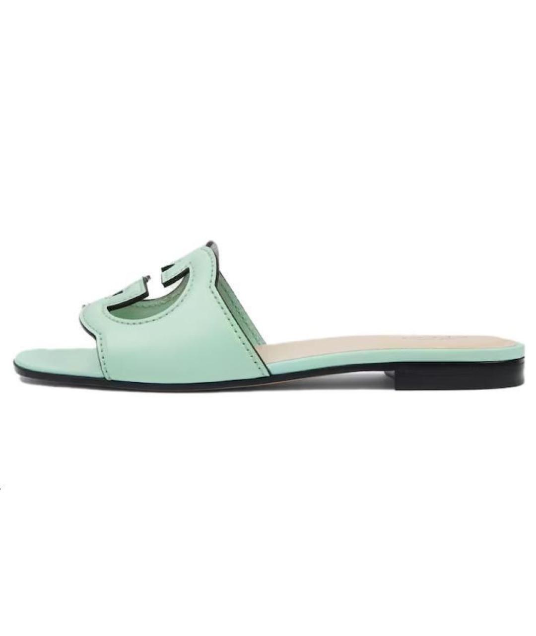GUCCI Бирюзовые шлепанцы, фото 2