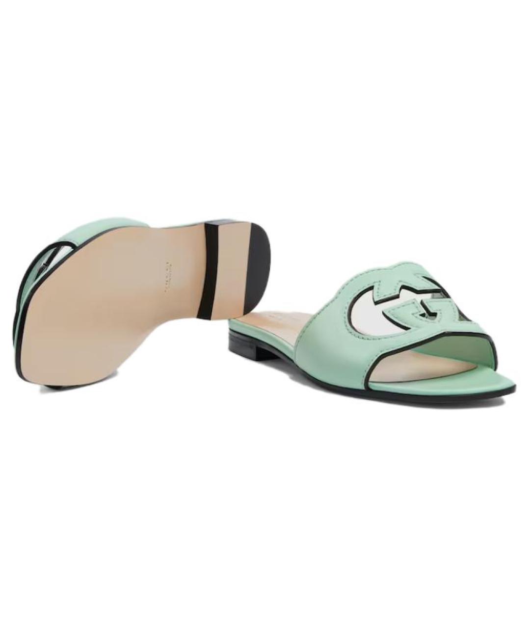GUCCI Бирюзовые шлепанцы, фото 6
