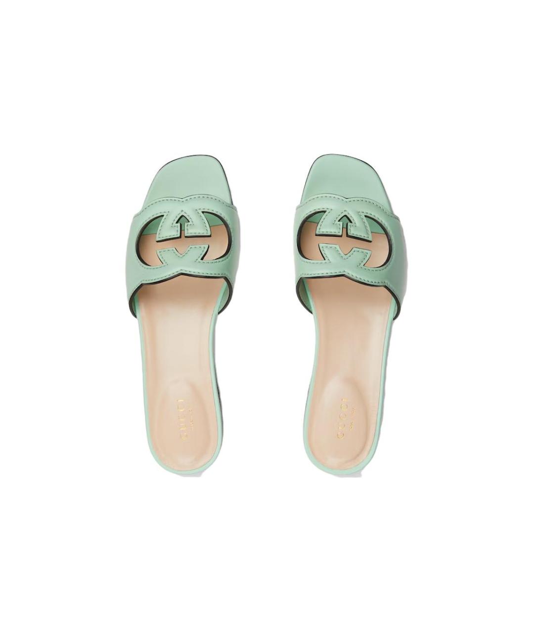 GUCCI Бирюзовые шлепанцы, фото 5