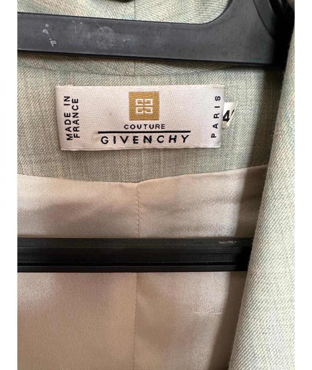GIVENCHY Голубой шерстяной костюм с юбками, фото 3