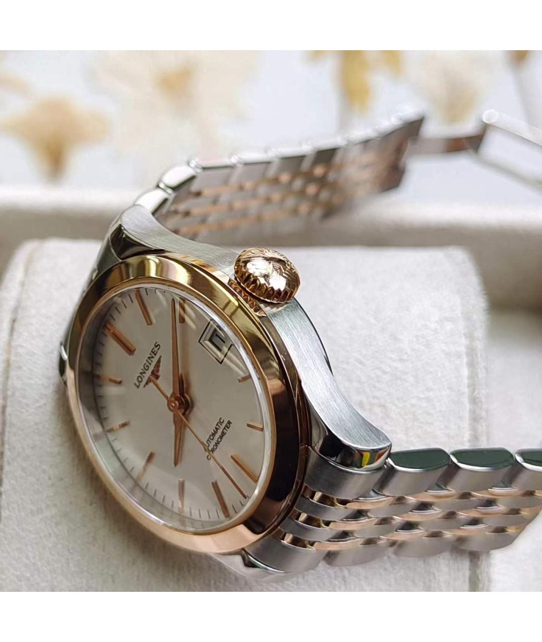 LONGINES Белые металлические часы, фото 3