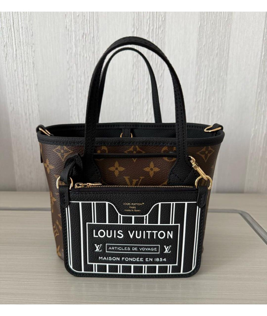 LOUIS VUITTON Черная кожаная сумка с короткими ручками, фото 5