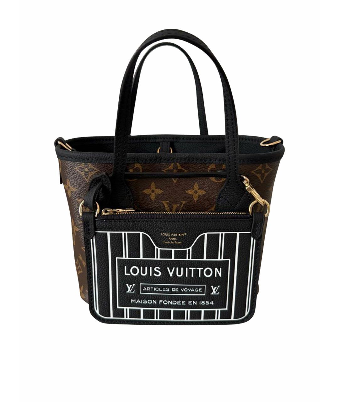 LOUIS VUITTON Черная кожаная сумка с короткими ручками, фото 1