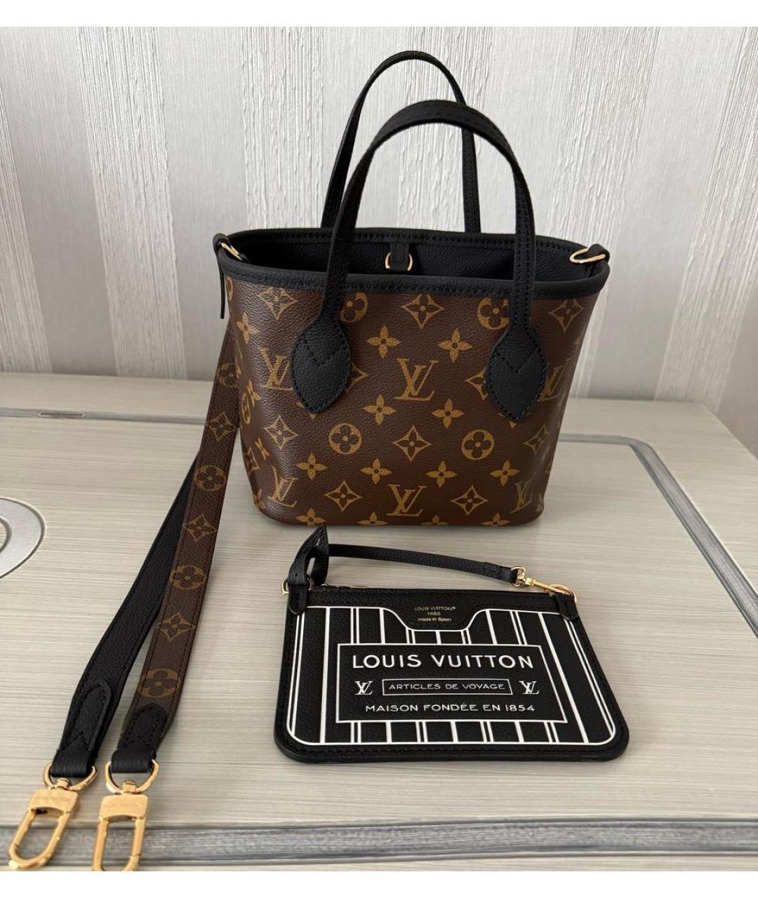 LOUIS VUITTON Черная кожаная сумка с короткими ручками, фото 2