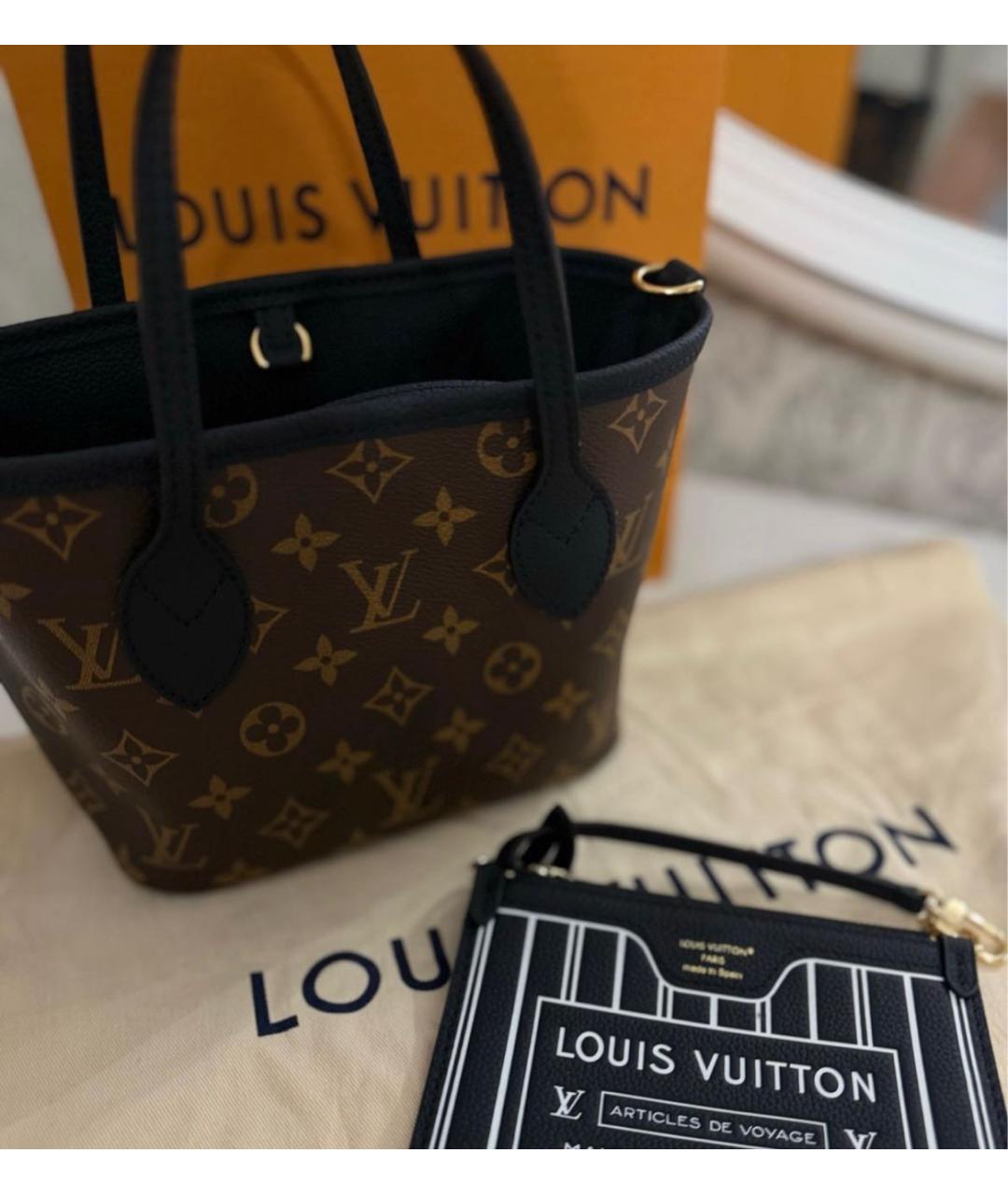 LOUIS VUITTON Черная кожаная сумка с короткими ручками, фото 4