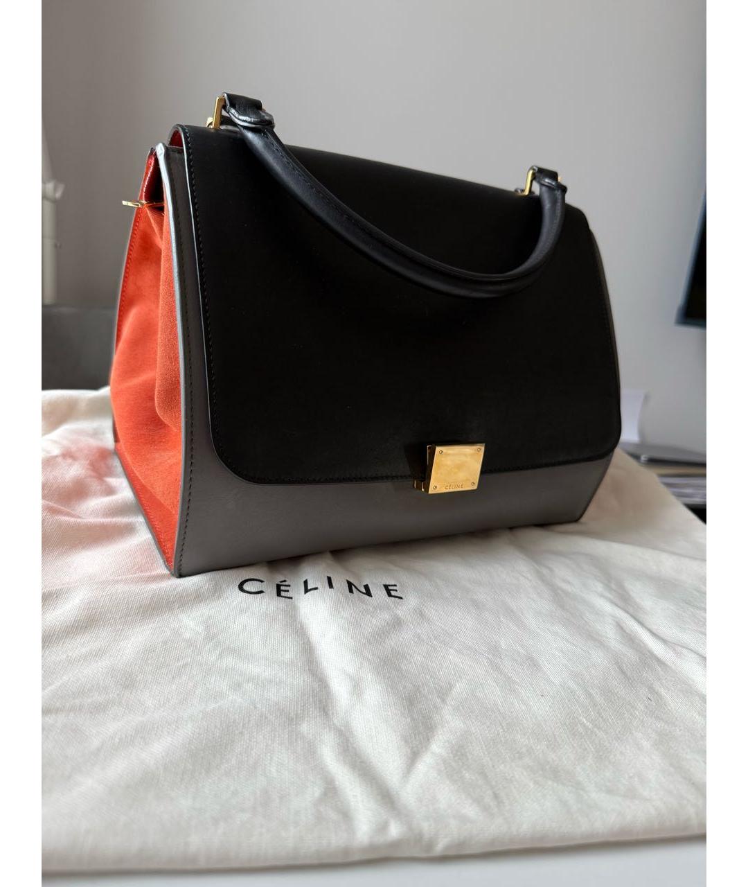 CELINE Оранжевая кожаная сумка через плечо, фото 2