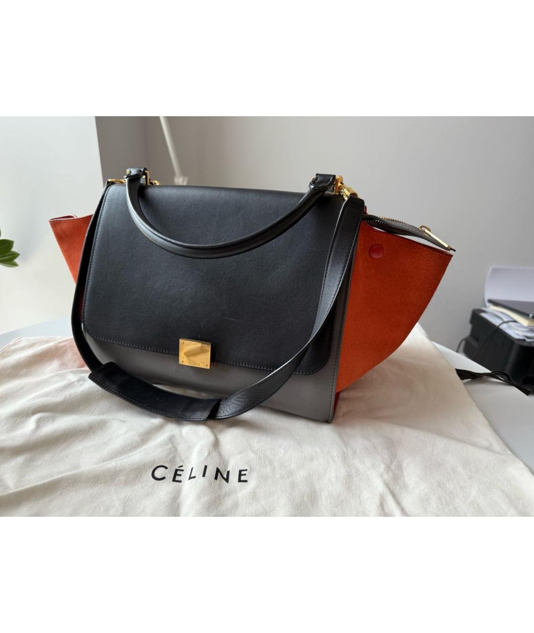 CELINE Оранжевая кожаная сумка через плечо, фото 9