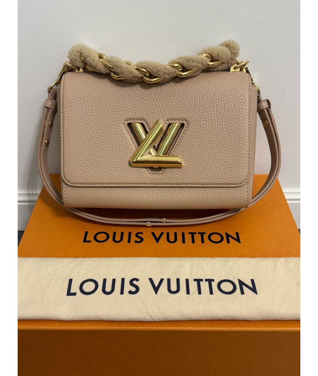 LOUIS VUITTON Бежевая кожаная сумка через плечо, фото 9