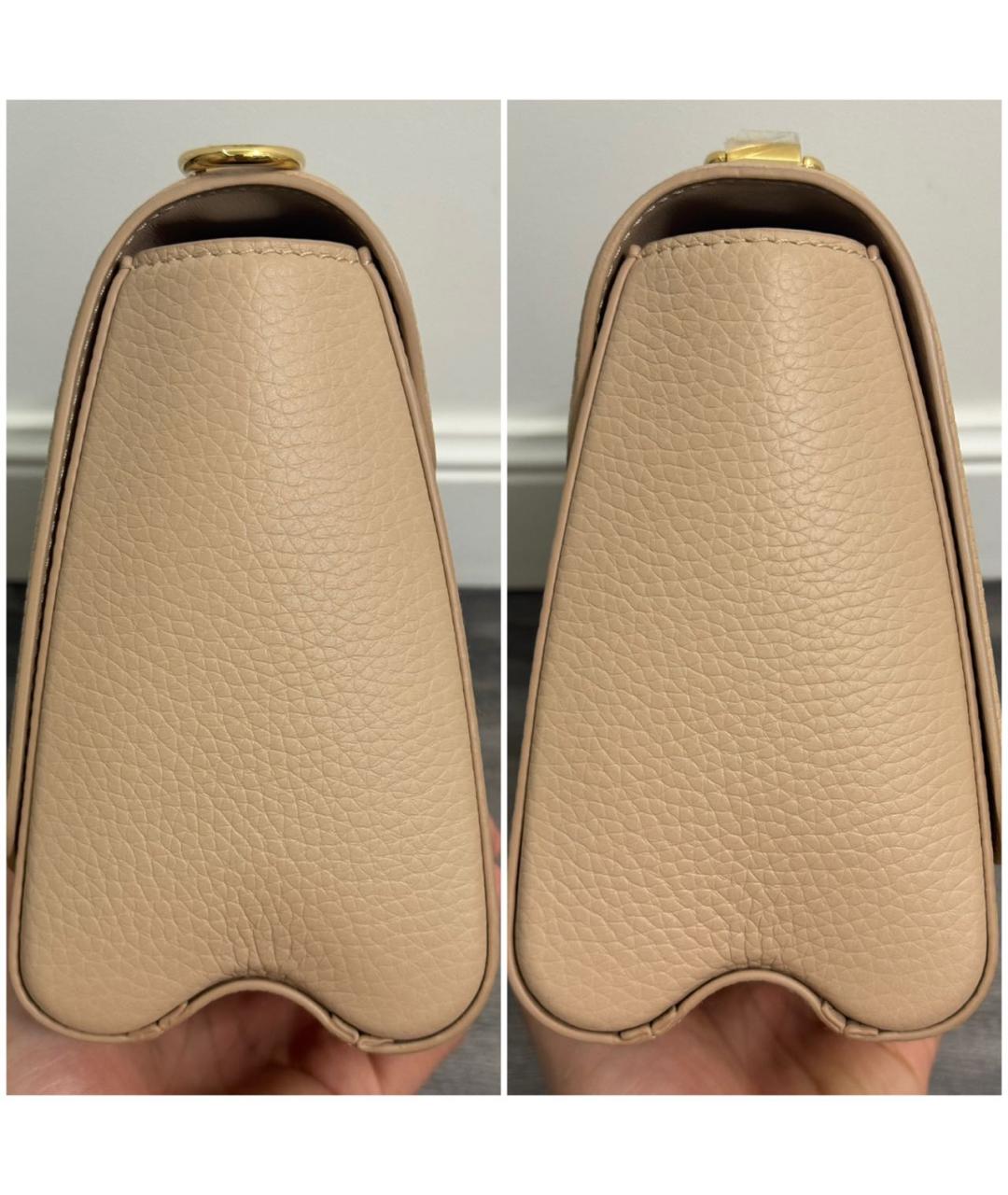 LOUIS VUITTON Бежевая кожаная сумка через плечо, фото 4