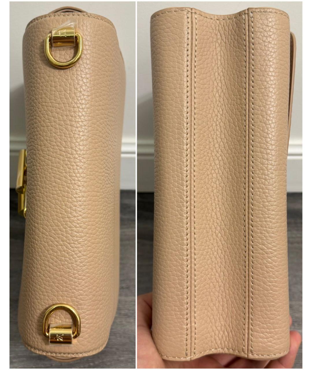 LOUIS VUITTON Бежевая кожаная сумка через плечо, фото 3