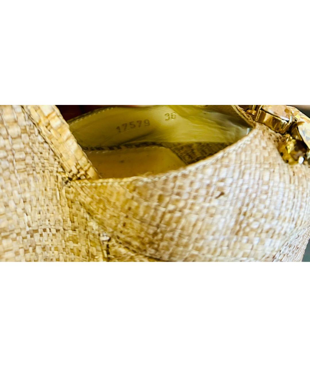 DOLCE&GABBANA Золотые текстильные босоножки, фото 5