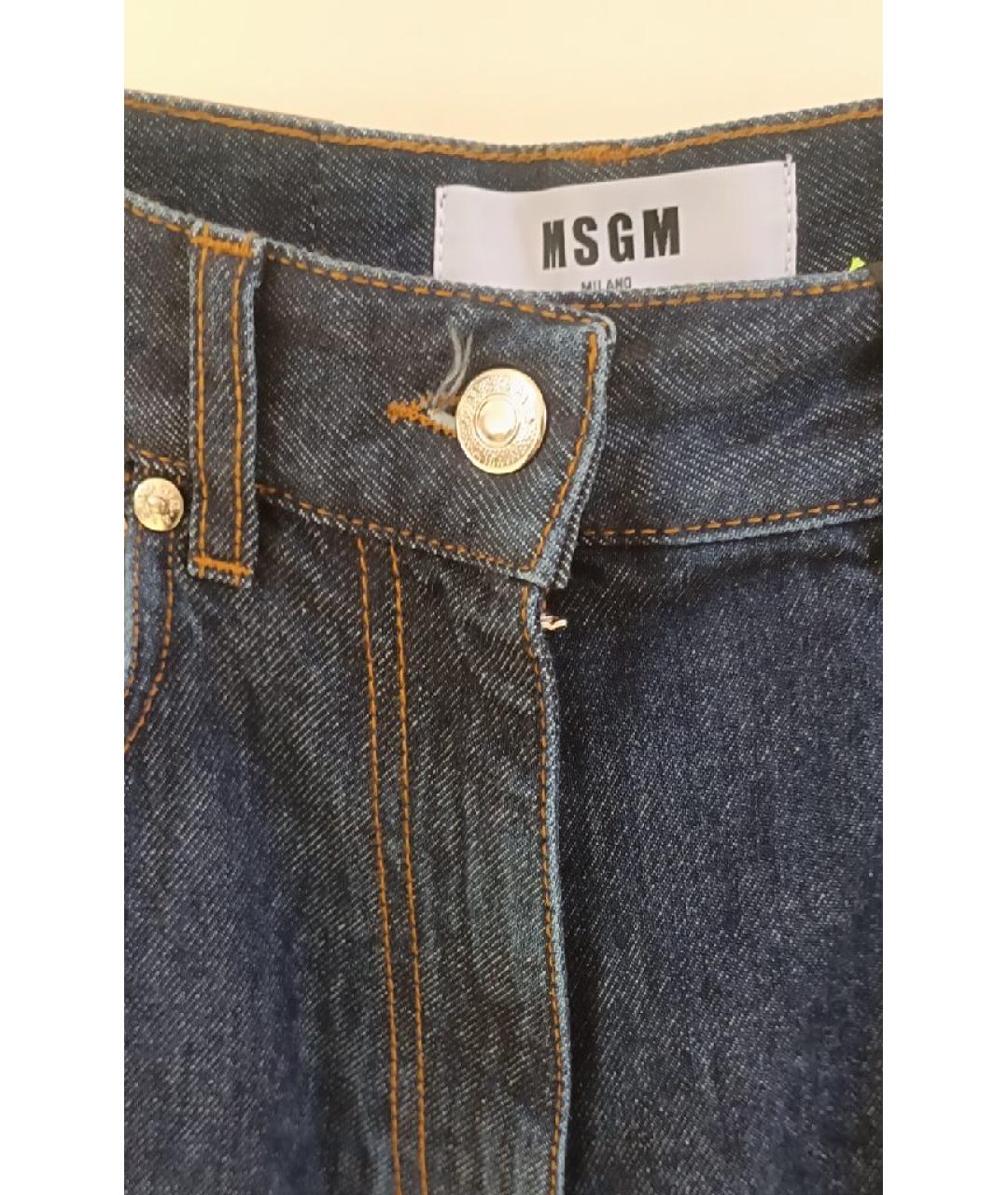 MSGM Темно-синие хлопковые прямые джинсы, фото 4