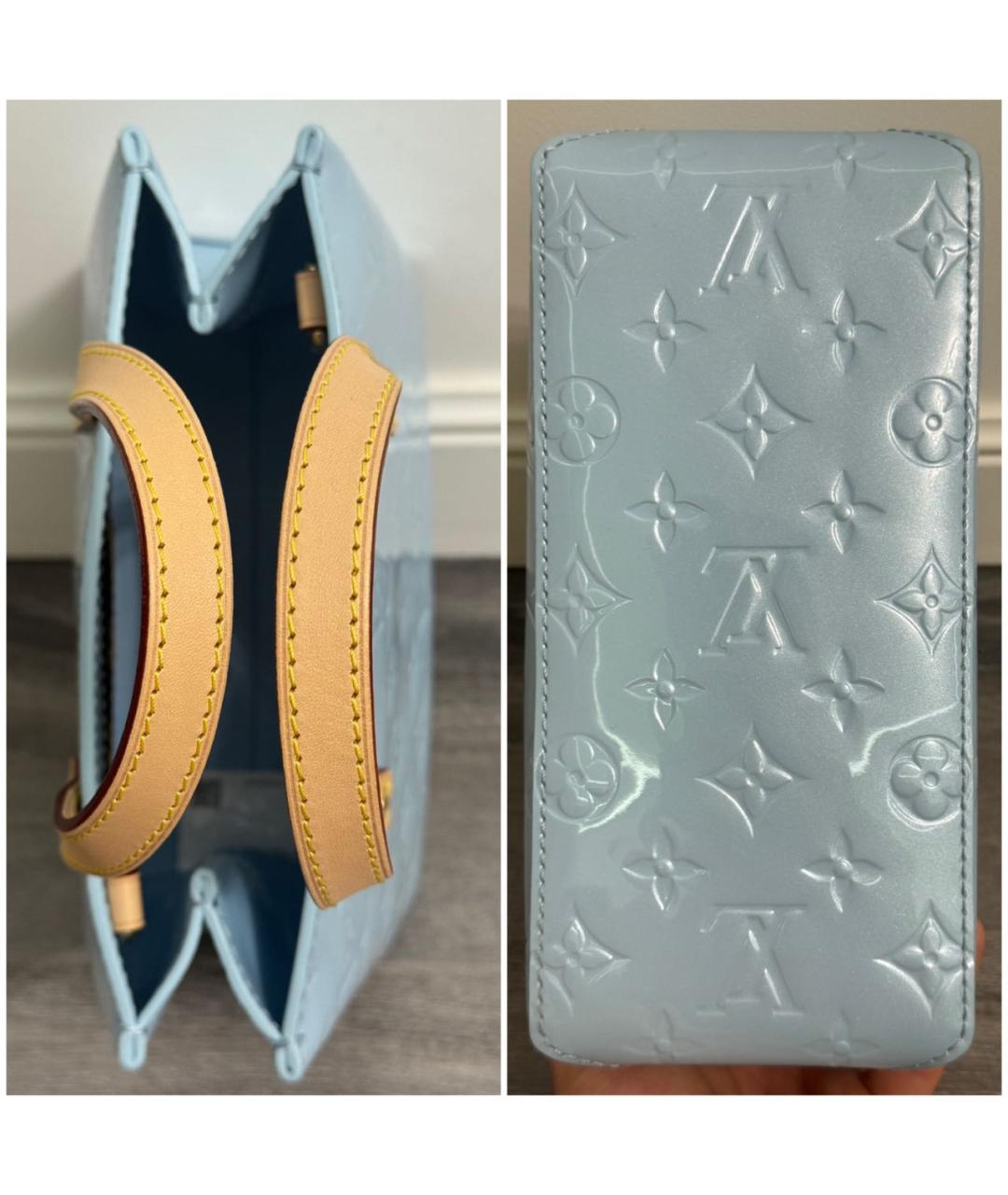 LOUIS VUITTON Голубая сумка через плечо из лакированной кожи, фото 5