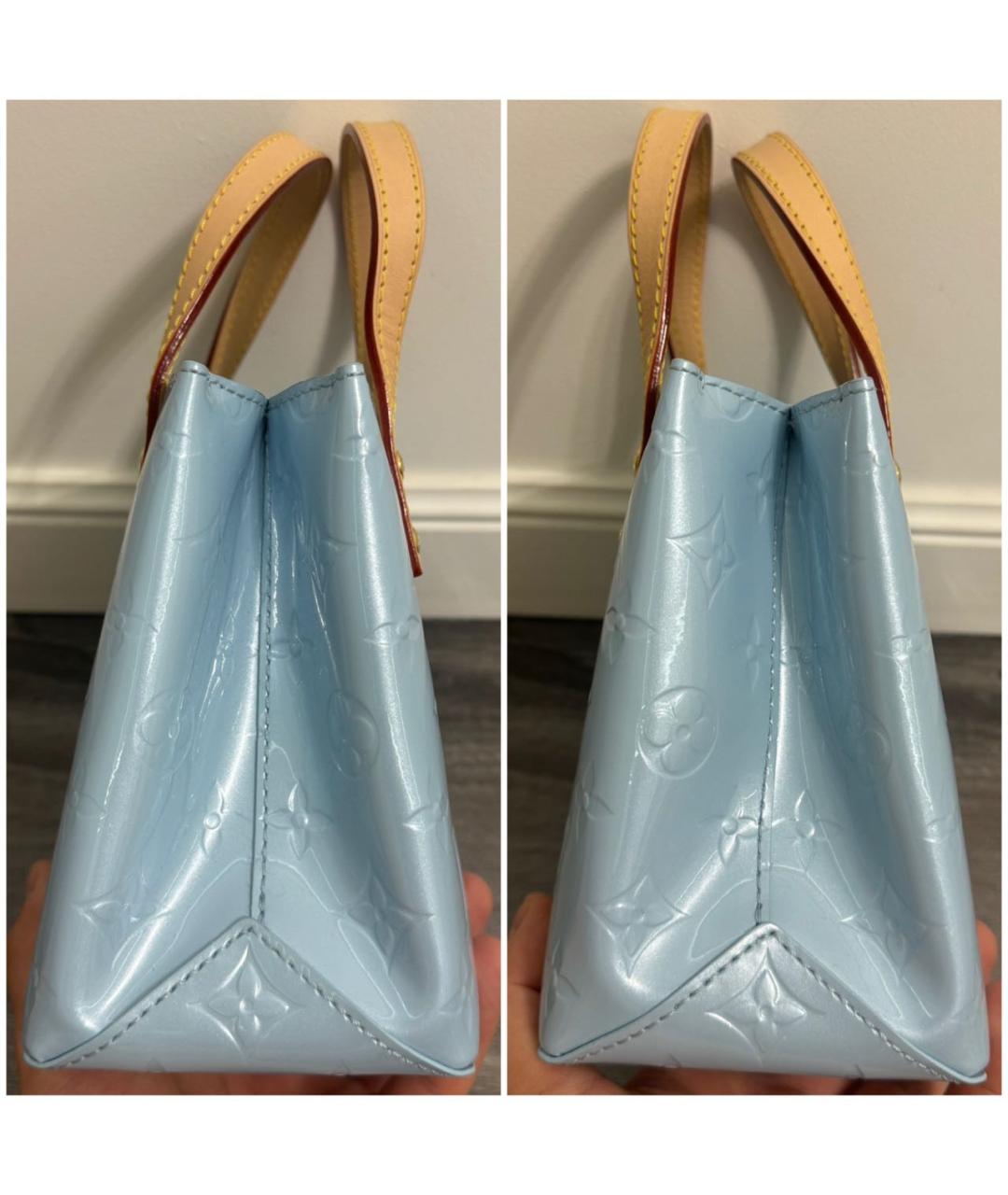 LOUIS VUITTON Голубая сумка через плечо из лакированной кожи, фото 4
