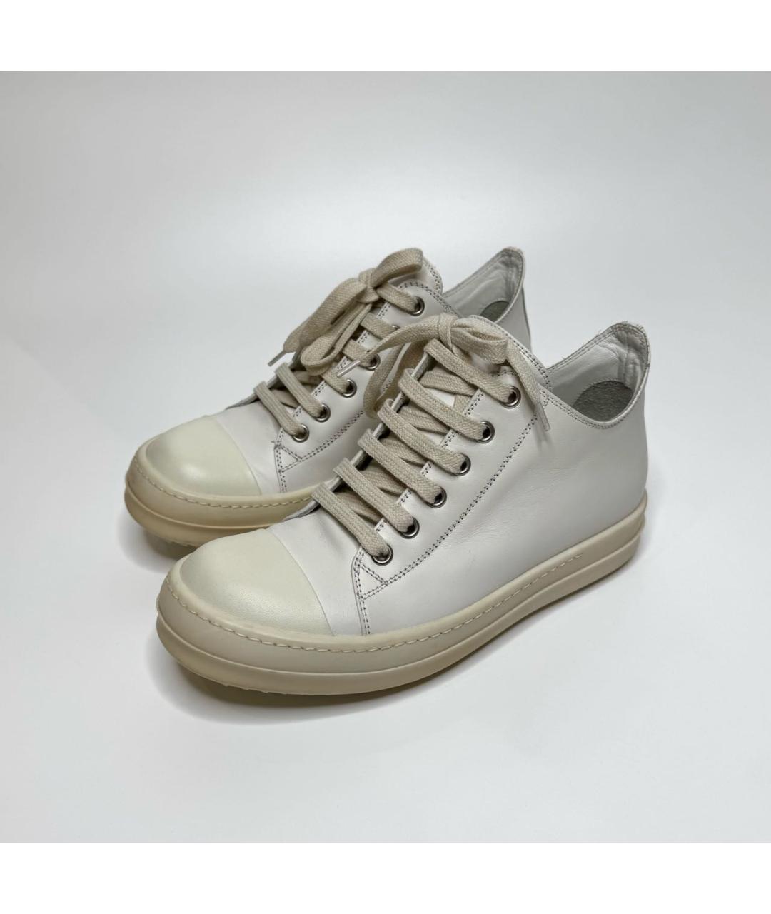 RICK OWENS Белые кожаные кеды, фото 3