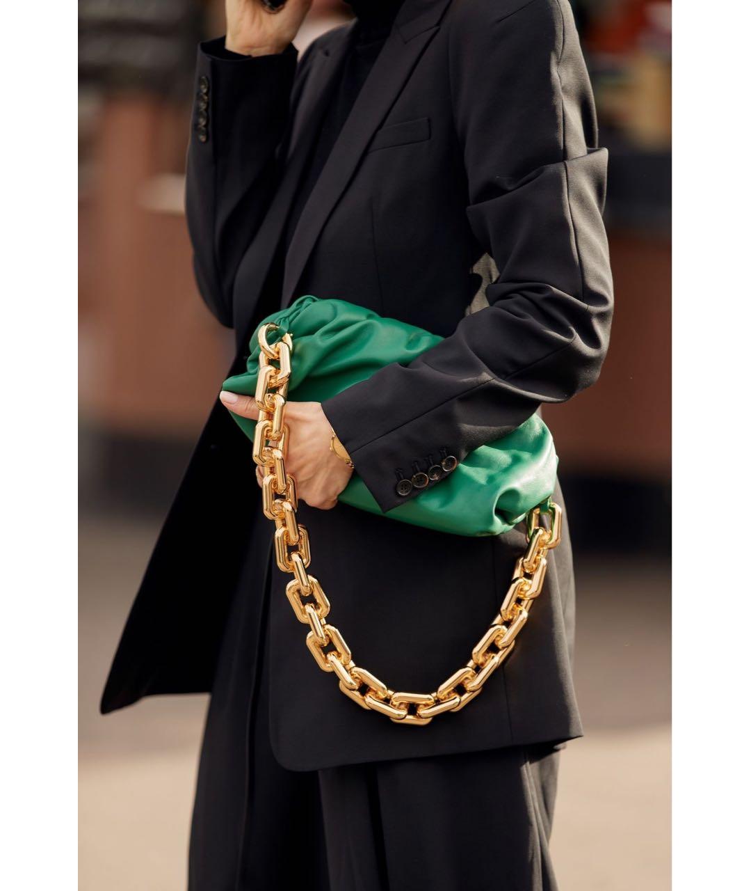 BOTTEGA VENETA Зеленая кожаная сумка через плечо, фото 6