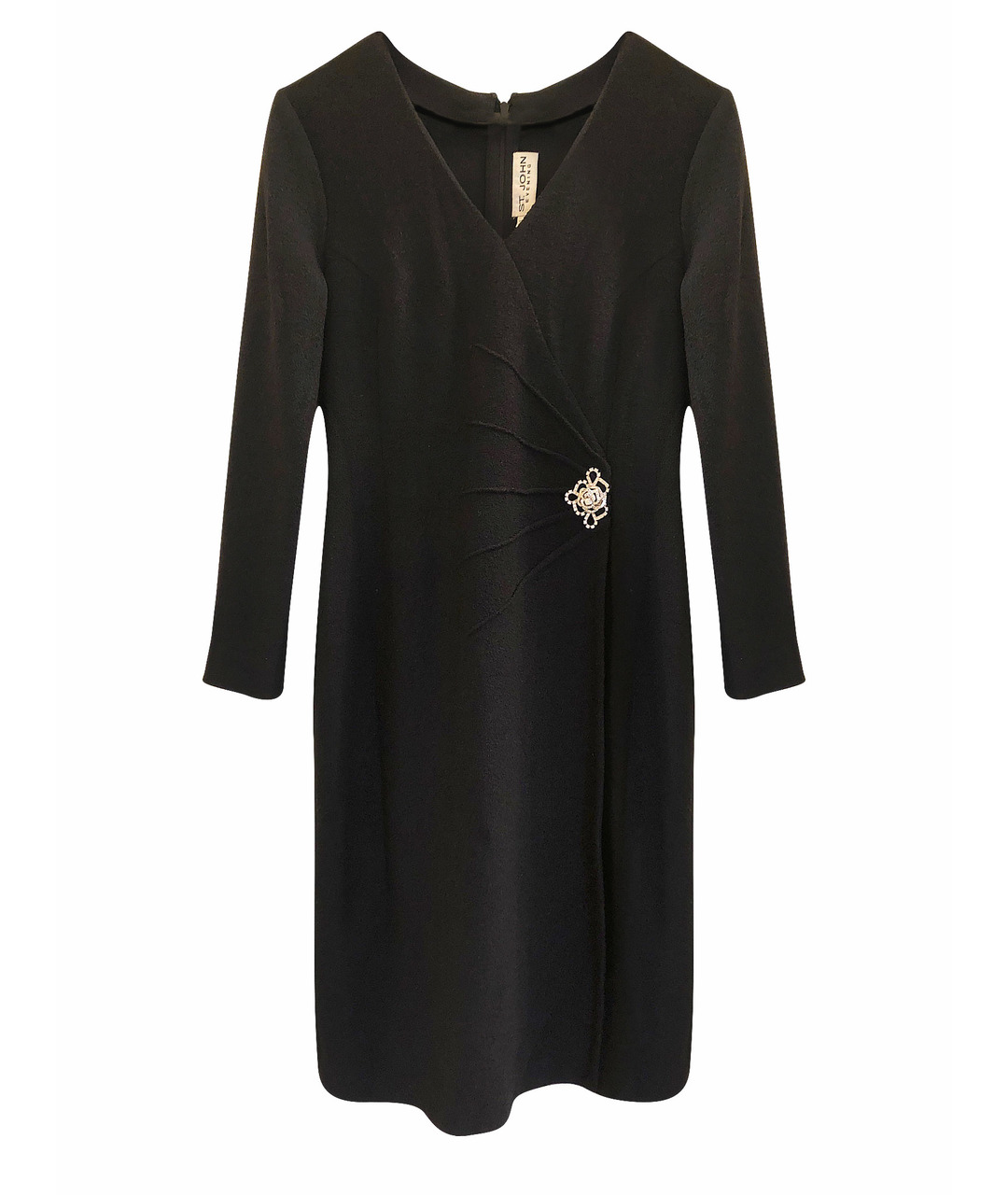 ST. JOHN Черное шерстяное коктейльное платье, фото 1