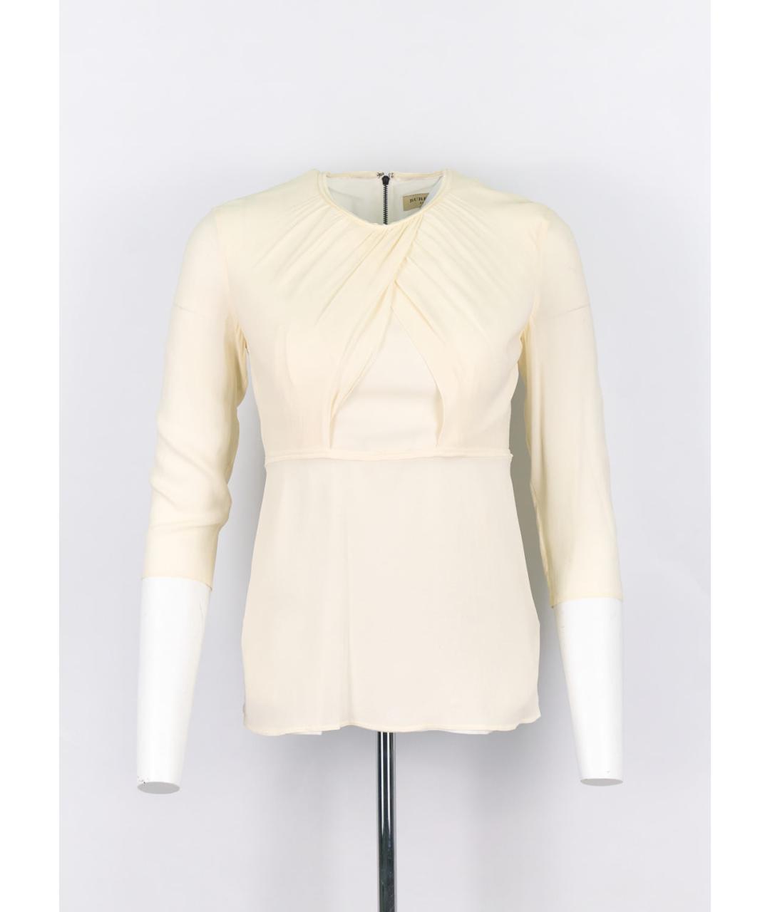 BURBERRY Белая шелковая блузы, фото 5