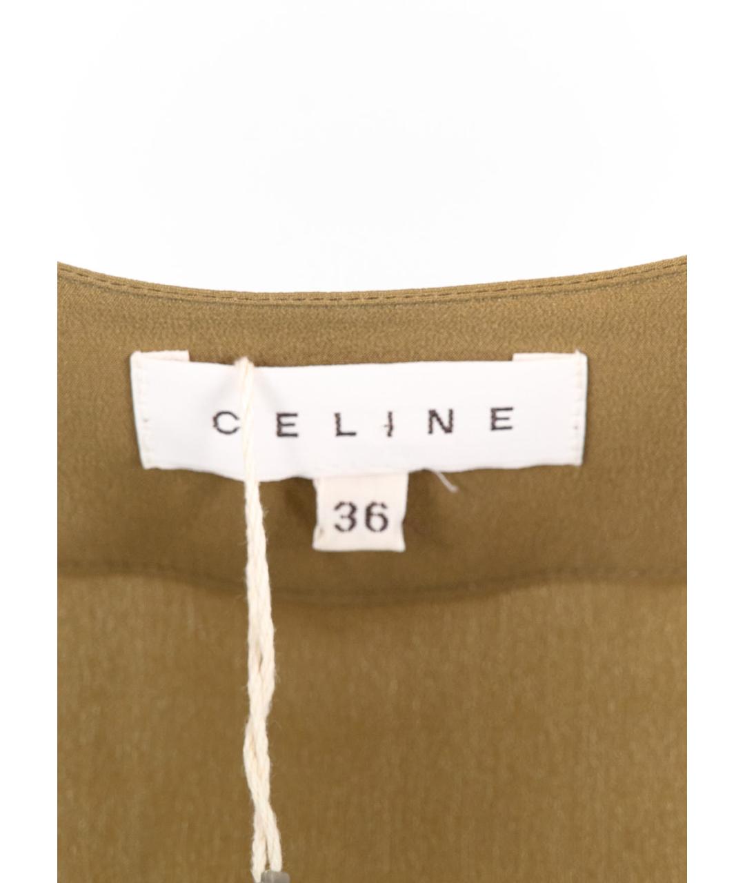 CELINE Хаки шелковая блузы, фото 3