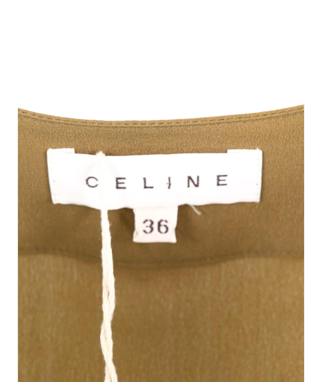 CELINE Хаки шелковая блузы, фото 6