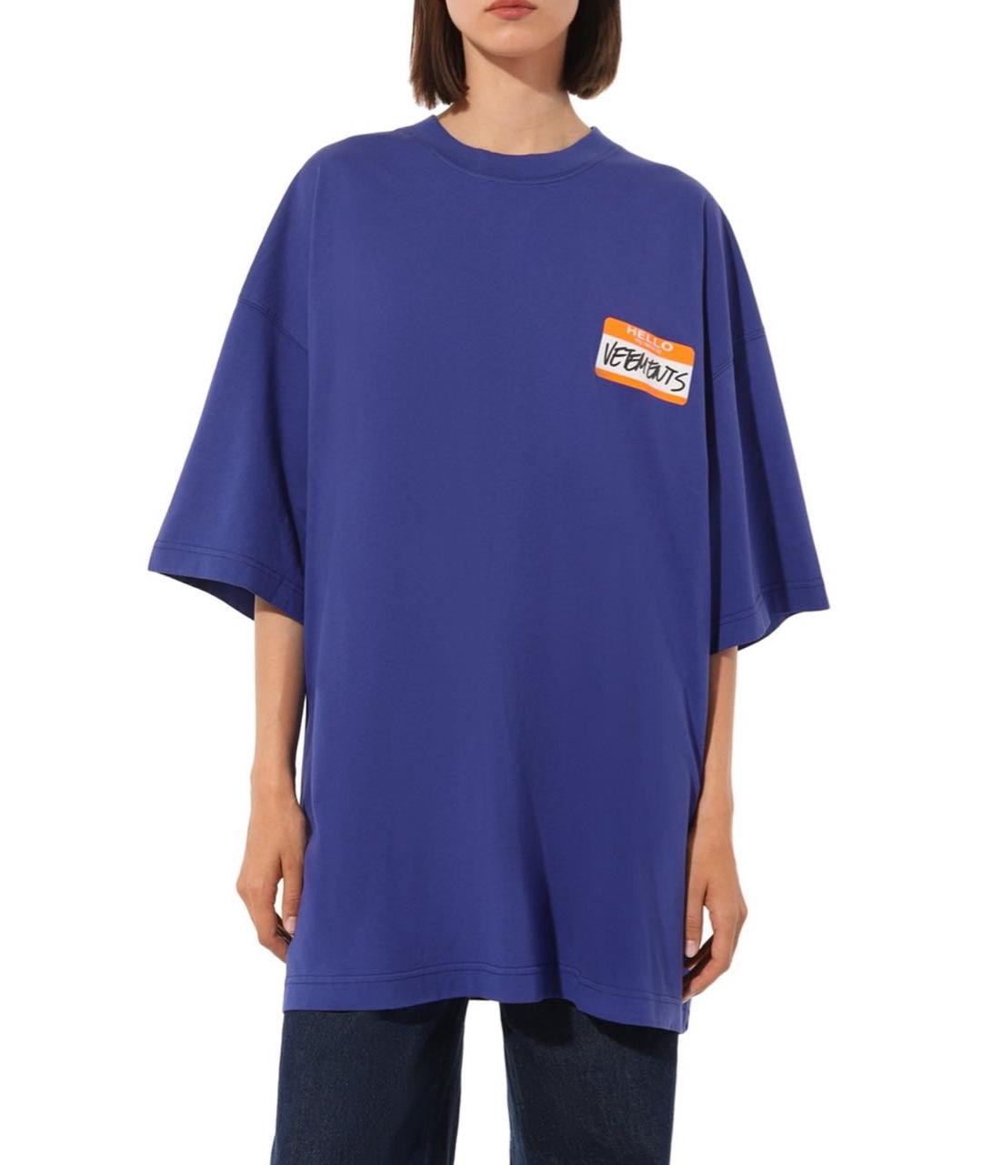 VETEMENTS Синяя хлопковая футболка, фото 2