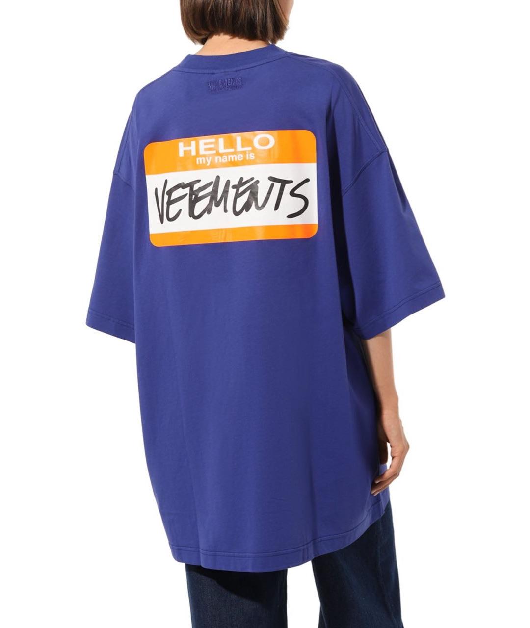 VETEMENTS Синяя хлопковая футболка, фото 3