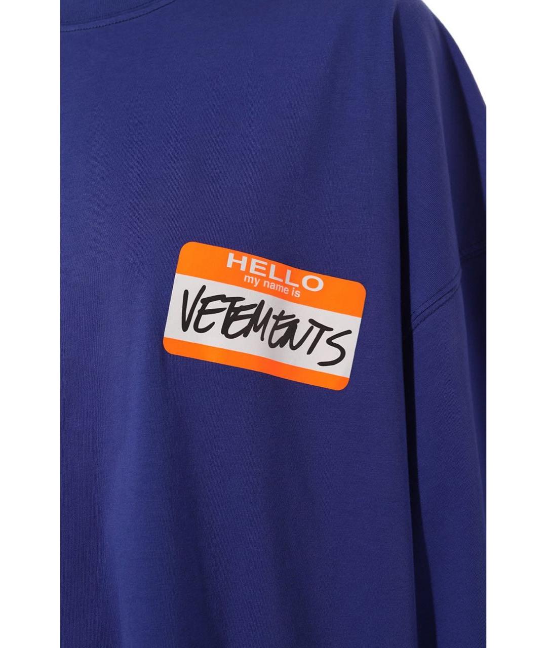 VETEMENTS Синяя хлопковая футболка, фото 4