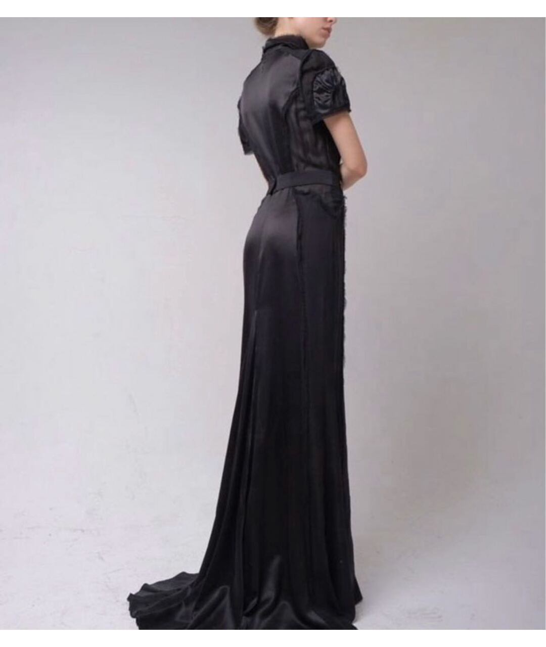 MONIQUE LHUILLIER Черное шелковое вечернее платье, фото 2