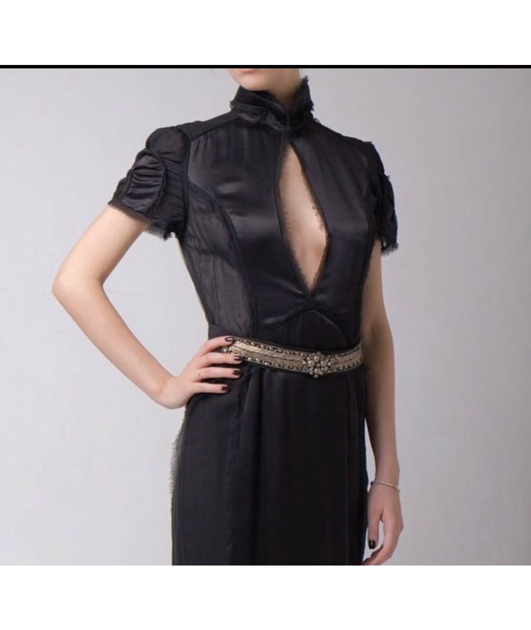 MONIQUE LHUILLIER Черное шелковое вечернее платье, фото 7