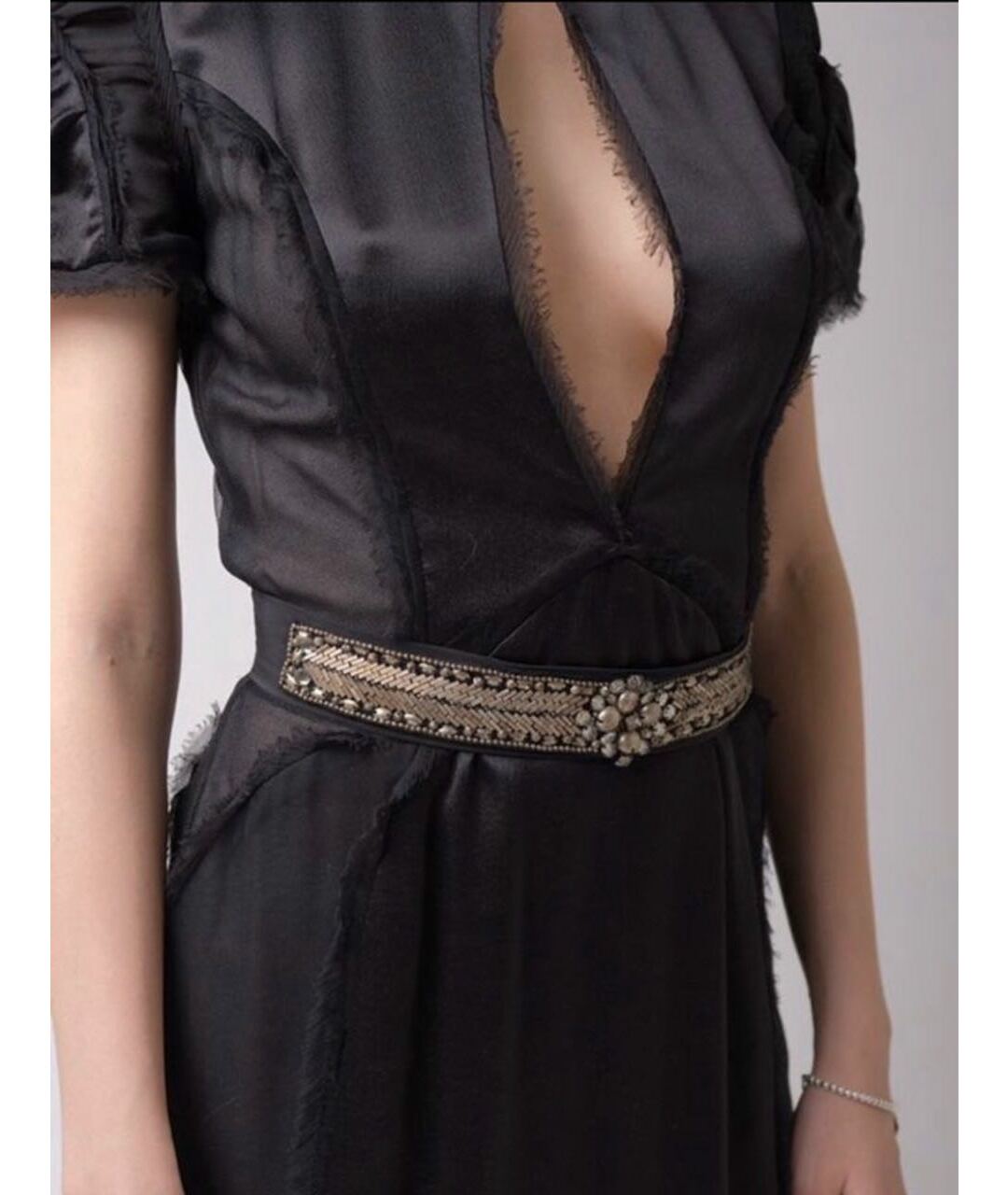 MONIQUE LHUILLIER Черное шелковое вечернее платье, фото 6