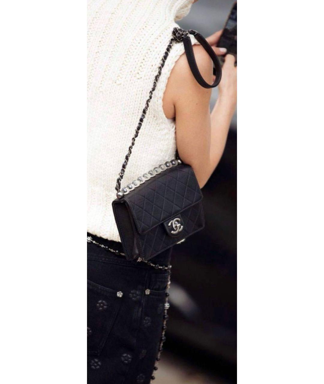 CHANEL Черная кожаная сумка через плечо, фото 4