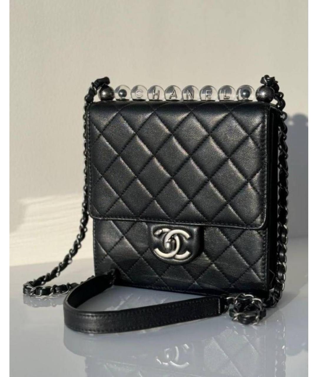 CHANEL Черная кожаная сумка через плечо, фото 6