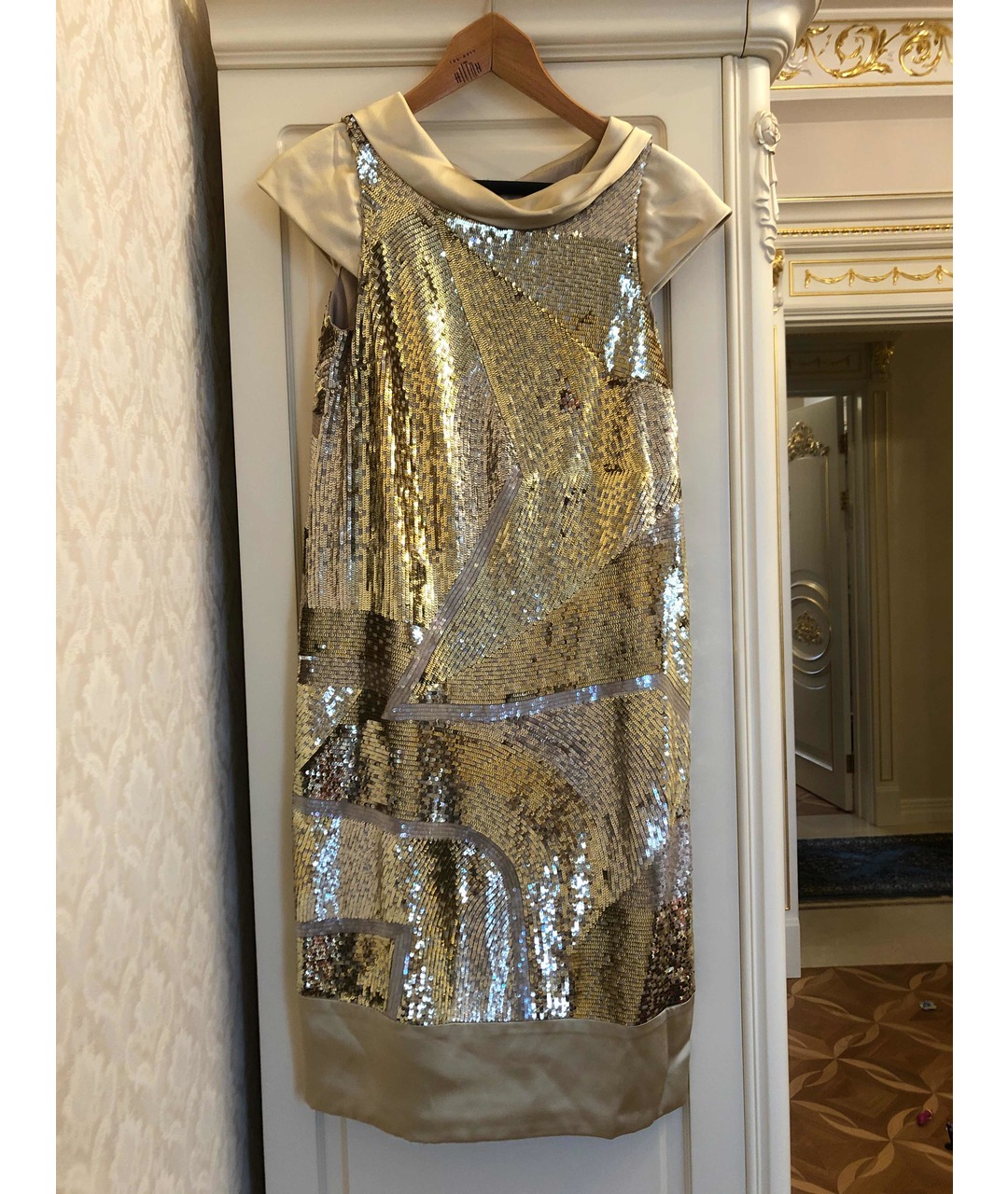 EMILIO PUCCI Золотое атласное коктейльное платье, фото 5