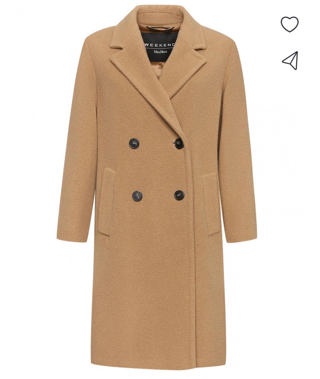 WEEKEND MAX MARA Бежевое шерстяное пальто, фото 8