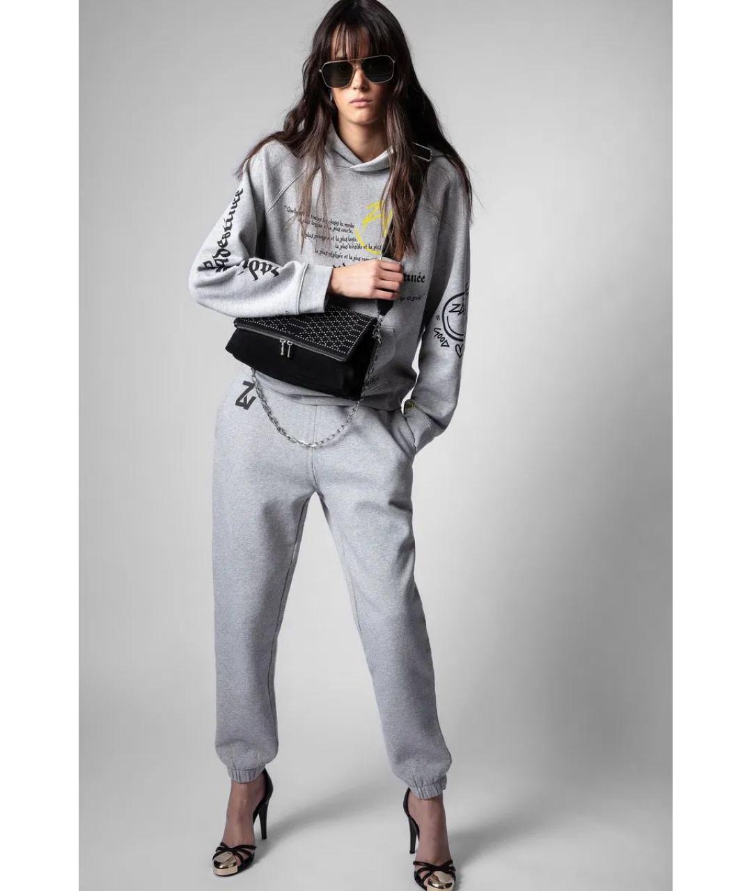 ZADIG & VOLTAIRE Серые хлопковые прямые брюки, фото 4