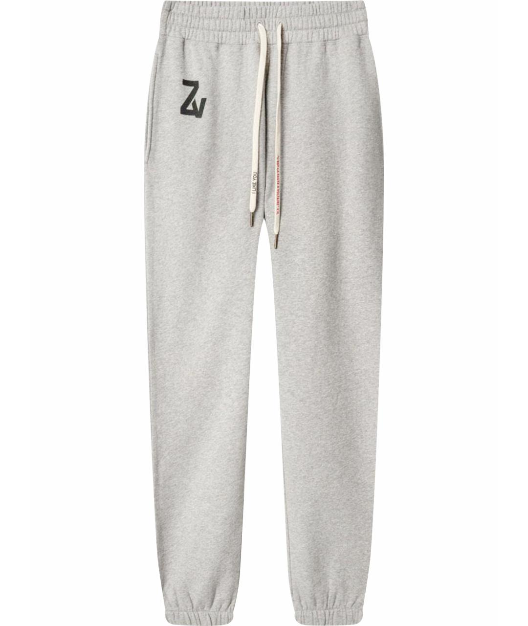 ZADIG & VOLTAIRE Серые хлопковые прямые брюки, фото 1