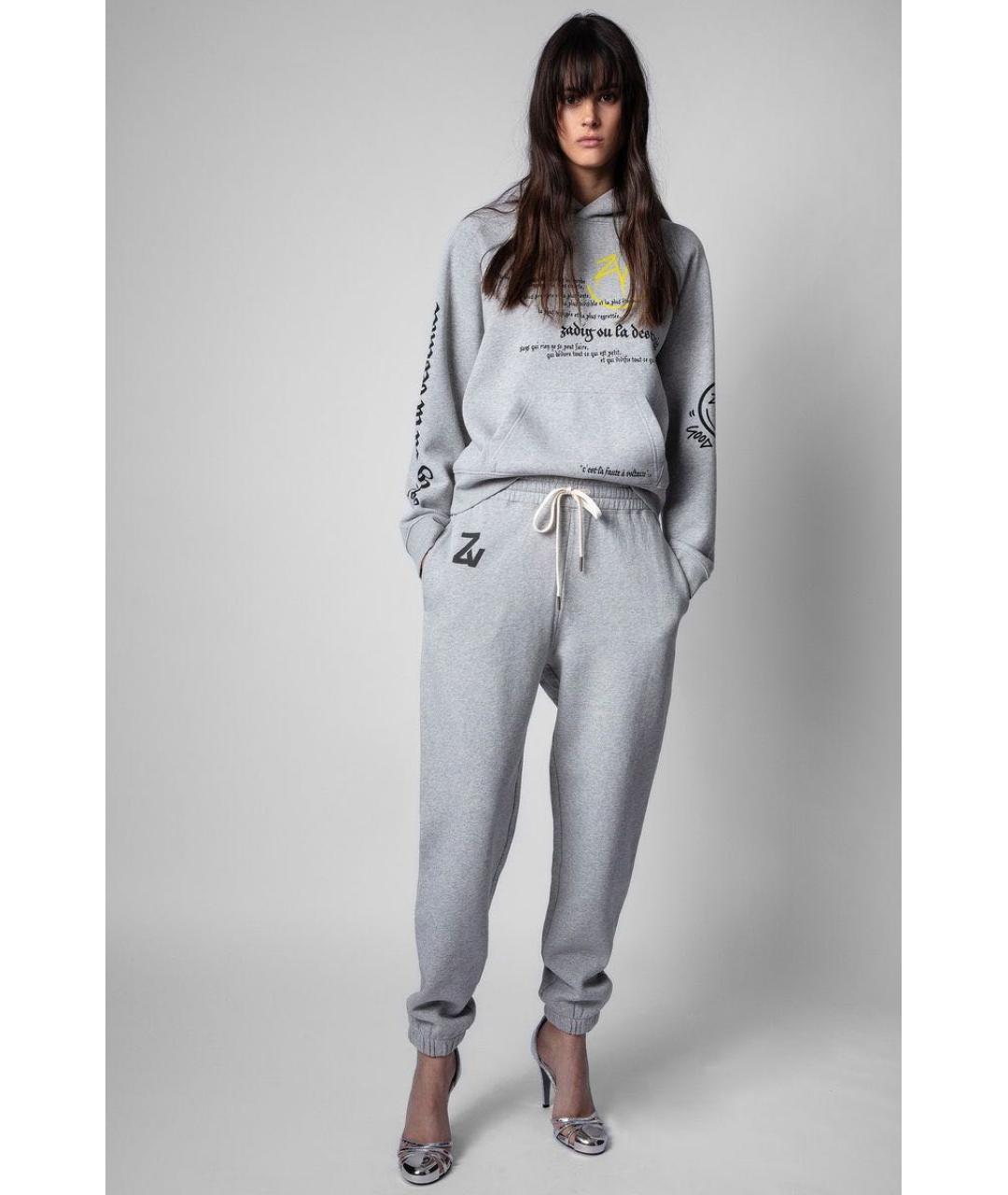 ZADIG & VOLTAIRE Серые хлопковые прямые брюки, фото 2