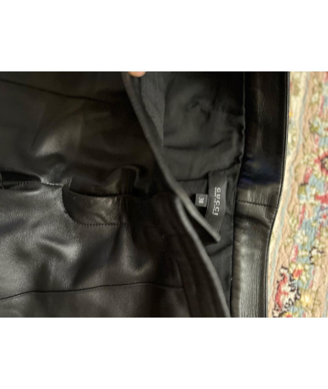 GUCCI Черные кожаные брюки узкие, фото 4