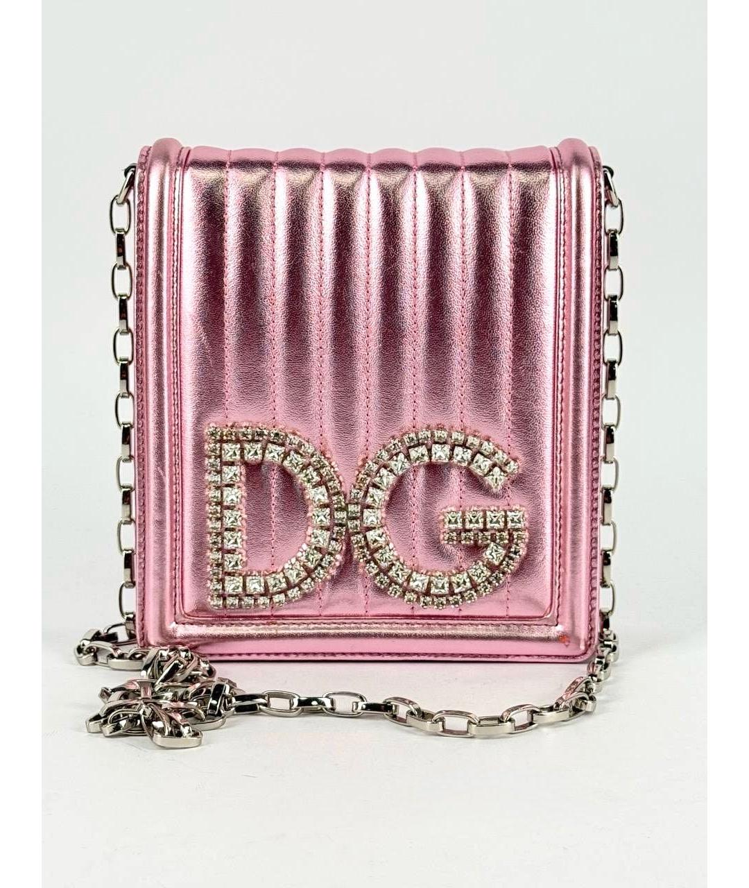 DOLCE&GABBANA Розовая кожаная сумка через плечо, фото 2