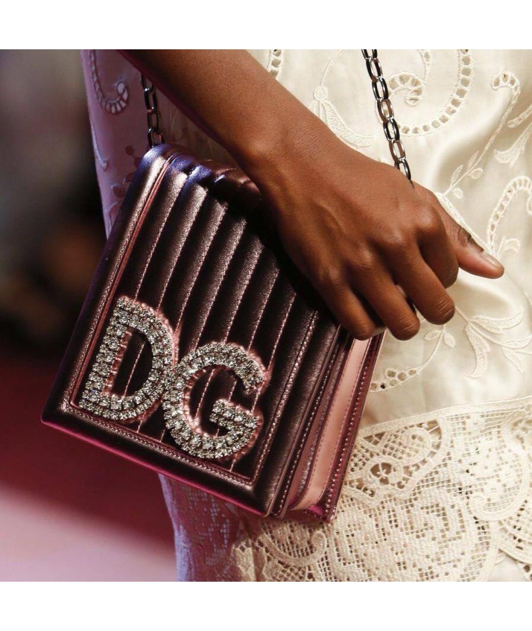 DOLCE&GABBANA Розовая кожаная сумка через плечо, фото 5